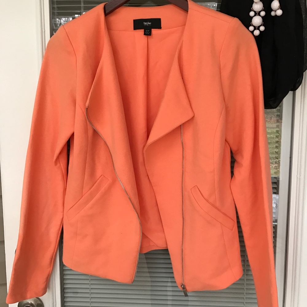 Coral Blazer w/ Asymmetric Zipper